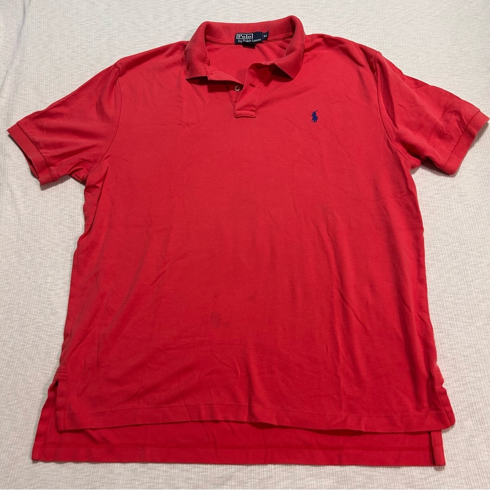 Polo Ralph Lauren Polo Shirt Mens XL Red Collared Embroidered Logo Golf STAINS